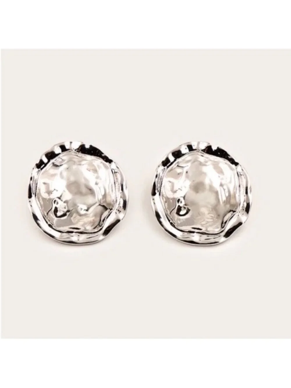 New! Silver Hammered Statement Earrings (2001) NWOT